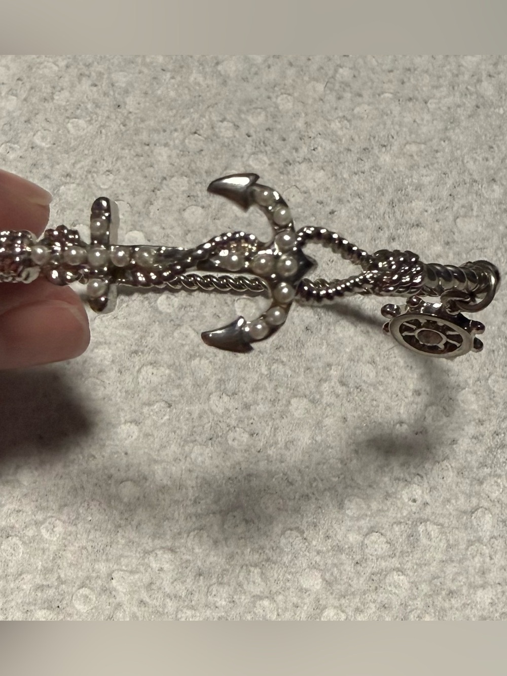 Silver Anchor Charm Bracelet - Women's Nautical Accessory